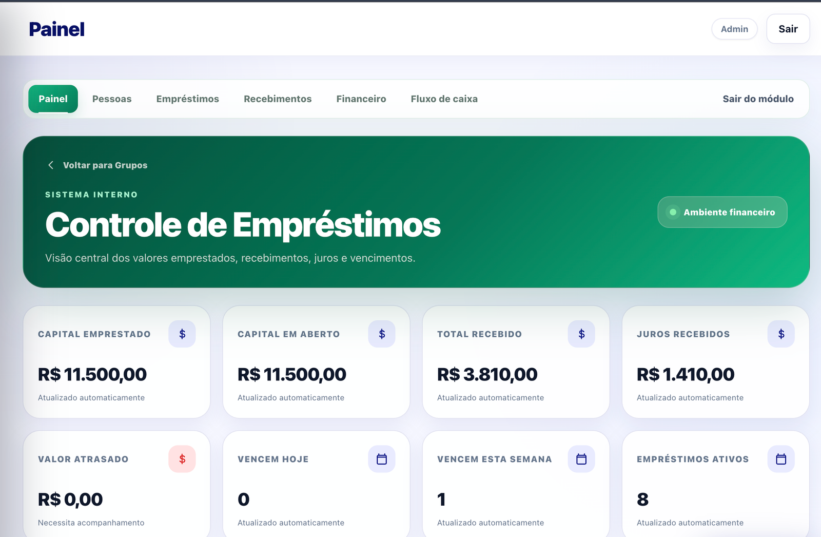 Sistema para controle de Empréstimos