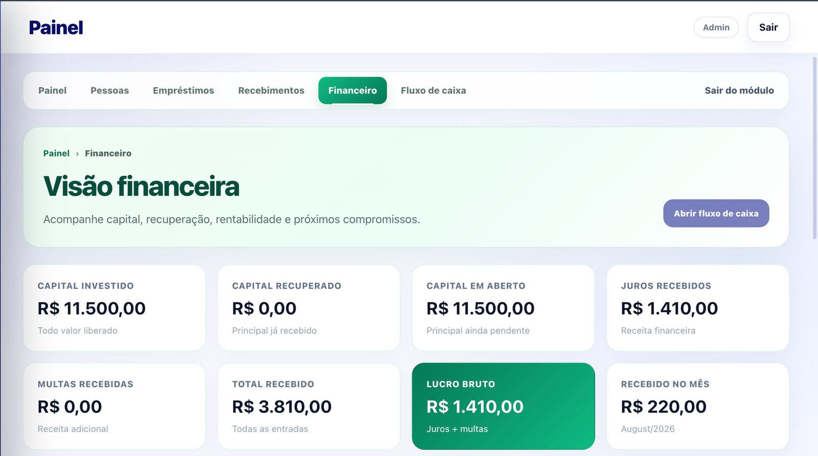 Tela complementar de Sistema para controle de Empréstimos