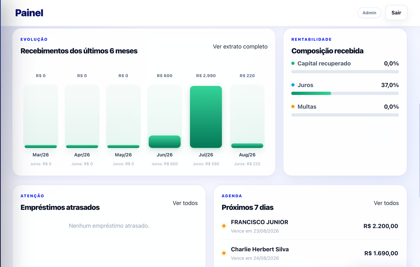 Tela complementar de Sistema para controle de Empréstimos